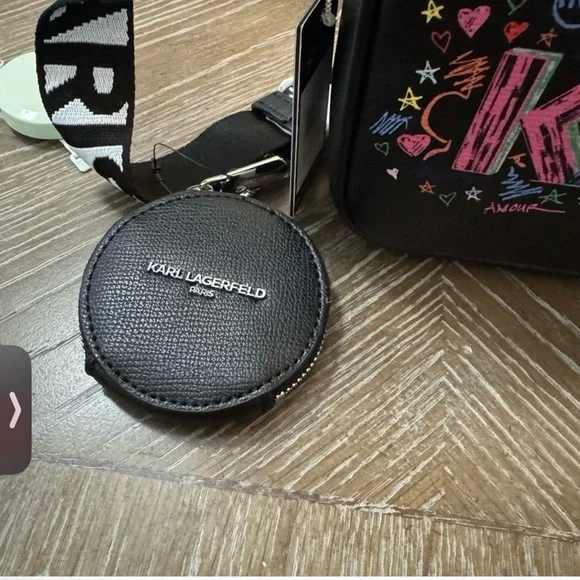 Karl Lagerfeld Black Bag with Colorful Embroidery - Picture 4 of 6